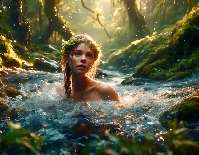 Free forest stream beautiful illustration