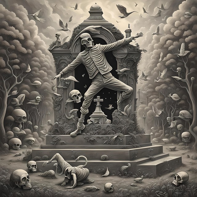 Download free HD stock image of Ai Generated Skeleton Free ai generated skeleton dancing illustration