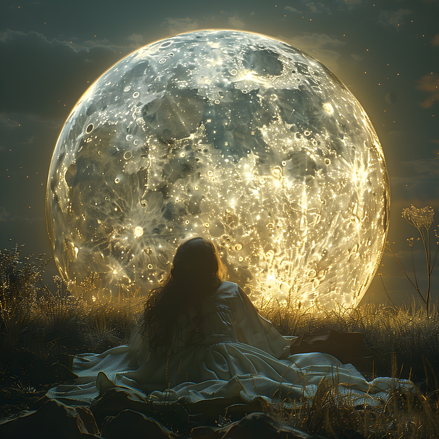 Ai Generado, Mujer, Luna, Noche