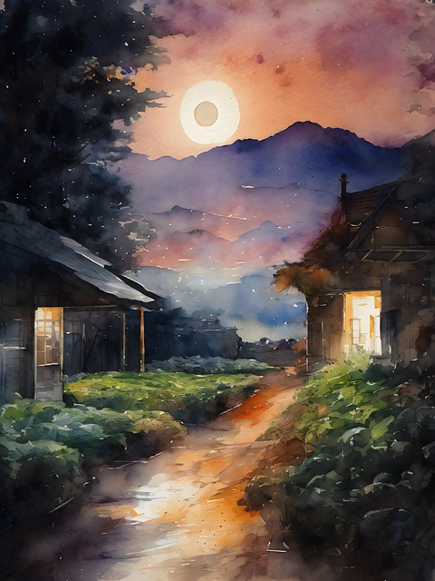 Free ai generated village hut illustration