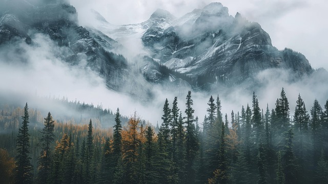 Free ai generated mountain forest illustration