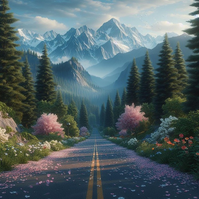 Free ai generated road forest illustration