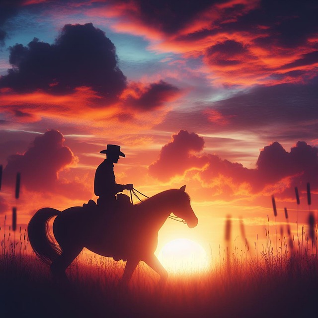 Download free HD stock image of Ai Generated Cowboy Free ai generated cowboy sunset illustration
