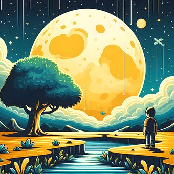 Ai Generiert, Mond, Nacht, Raum, Natur