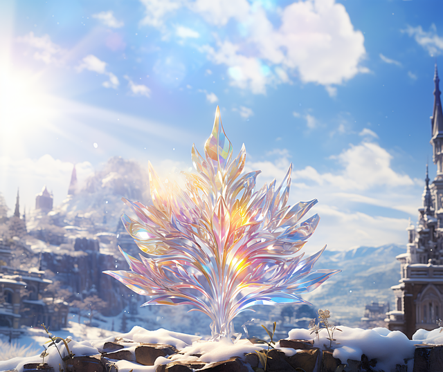 Free ai generated crystal leaf illustration