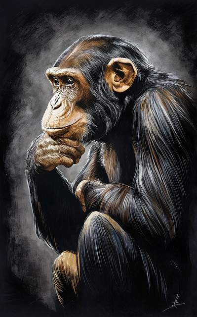 Free ai generated monkey chimpanzee illustration