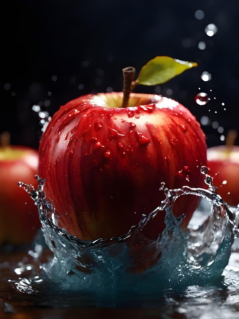 Free apple red apple splash illustration