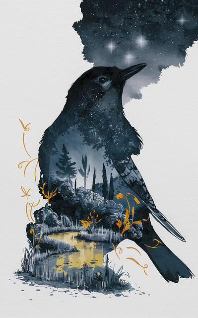 Free ai generated bird blackbird illustration