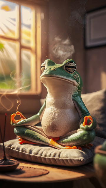 Free ai generated frog meditation illustration