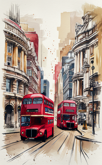 Free ai generated buses street illustration