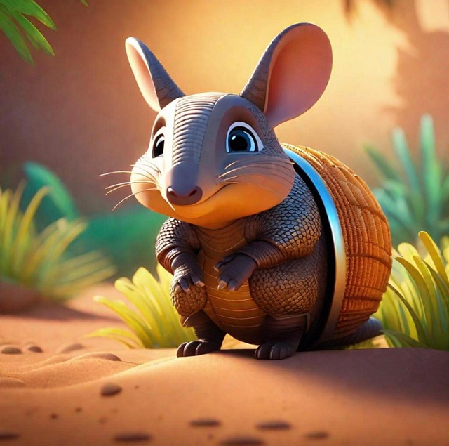 Free ai generated armadillo cartoon illustration
