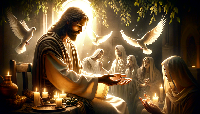 Free ai generated discerning father heavenly light illustration