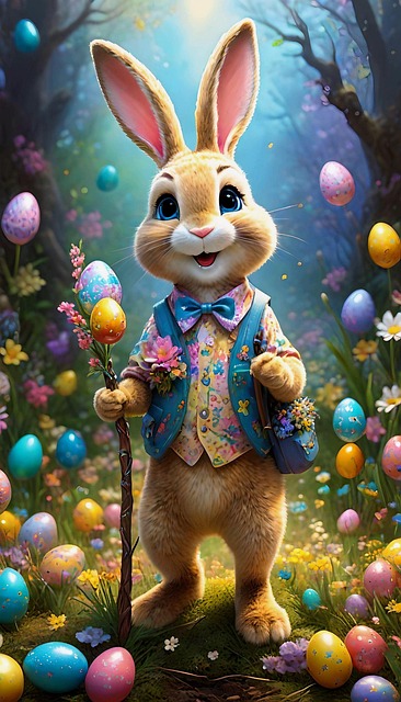 Free ai generated bunny eggs illustration