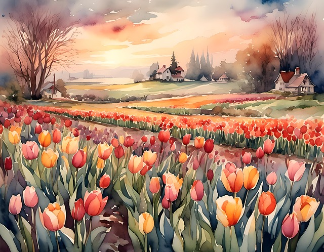 Download free HD stock image of Ai Generated Tulips Free ai generated tulips field illustration