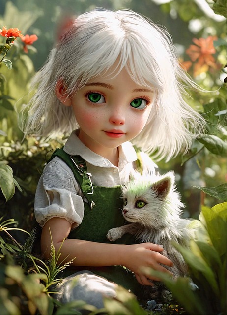 Free ai generated girl nature illustration