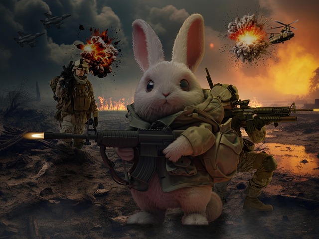 Free bunny soldiers guns illustration