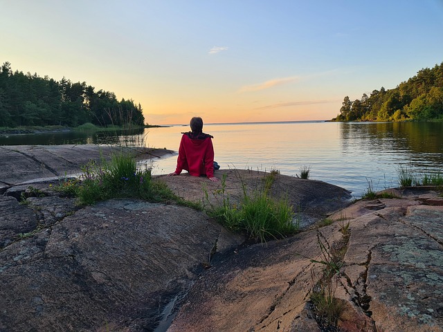 Sonnenuntergang, Person, Von Hinten