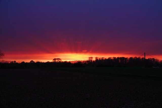 Solnedgang, Himmel, Eve, Aftenstemning