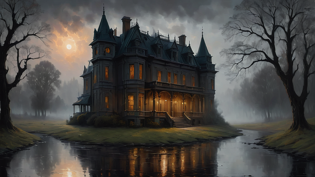 Free ai generated building moon illustration