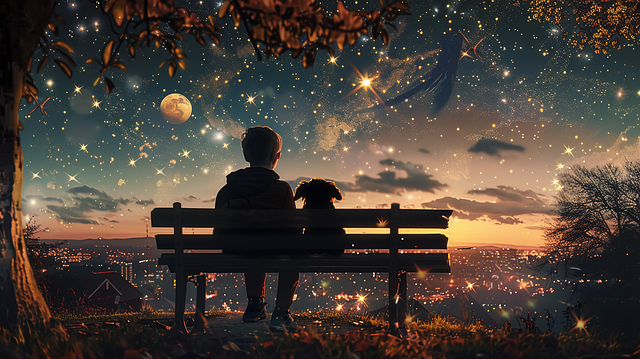 Free ai generated boy dog illustration