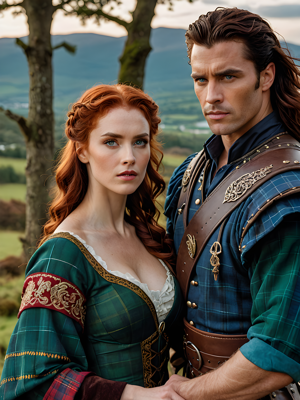 Download free HD stock image of Ai Generated Couple Free ai generated couple highlander illustration