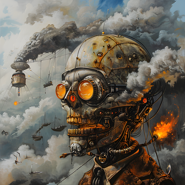 Free ai generated skull airship illustration