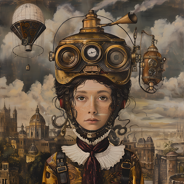 Free ai generated steampunk fantasy illustration