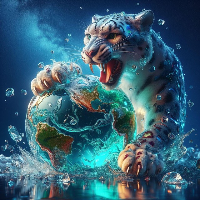 Ai Generiert, Snow Leopard, Erde, Wasser