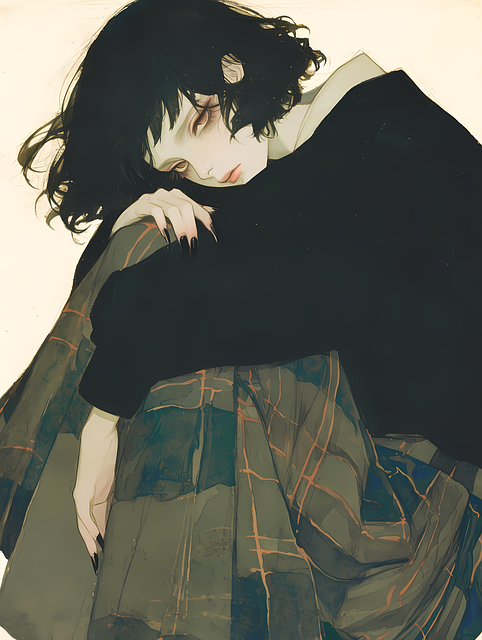 Free ai generated woman melancholy illustration