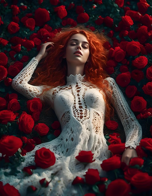 Free ai generated woman roses illustration
