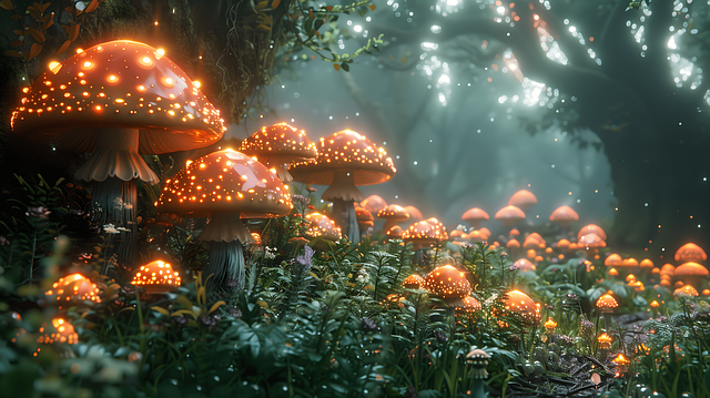 Free ai generated mushrooms planet illustration
