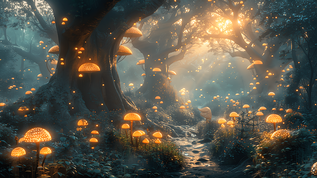 Free ai generated mushrooms planet illustration