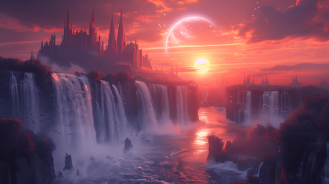 Free ai generated waterfall nature illustration