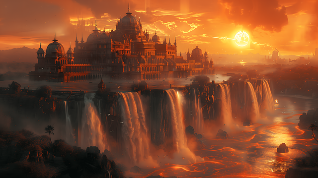 Download free HD stock image of Ai Generated Waterfall Free ai generated waterfall castle illustration