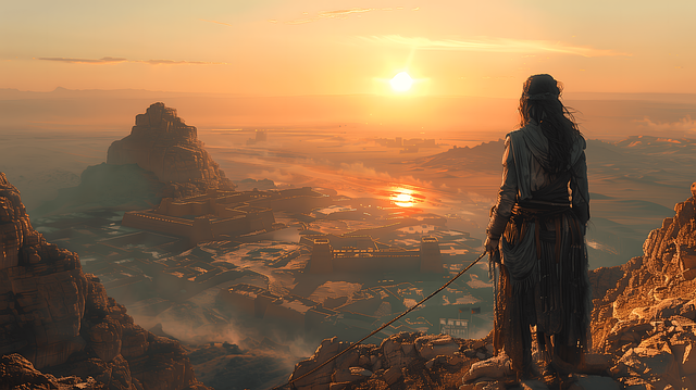 Free ai generated woman sunset illustration
