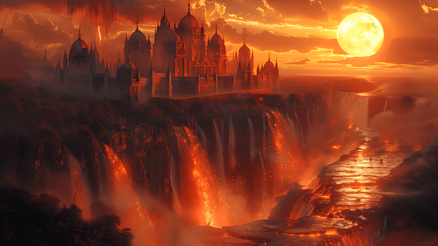 Download free HD stock image of Ai Generated Waterfall Free ai generated waterfall castle illustration