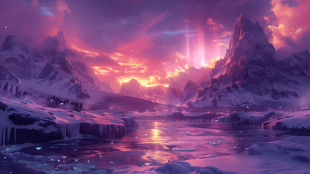 Free ai generated river polar lights illustration