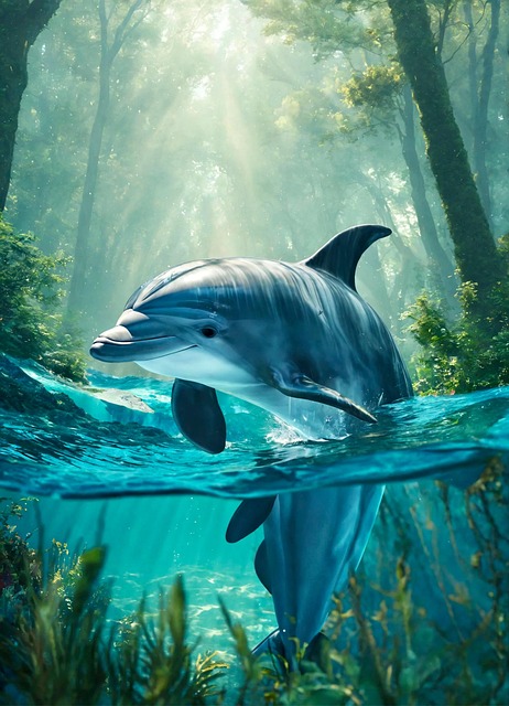 Download free HD stock image of Ai Generated Nature Free ai generated nature dolphin illustration