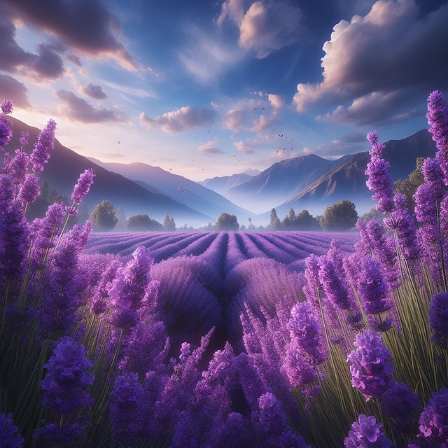 Free ai generated lavender field illustration