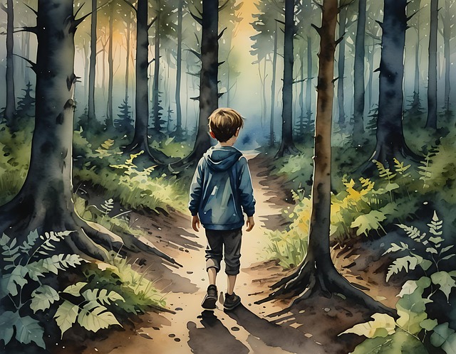 Free ai generated child hiking illustration