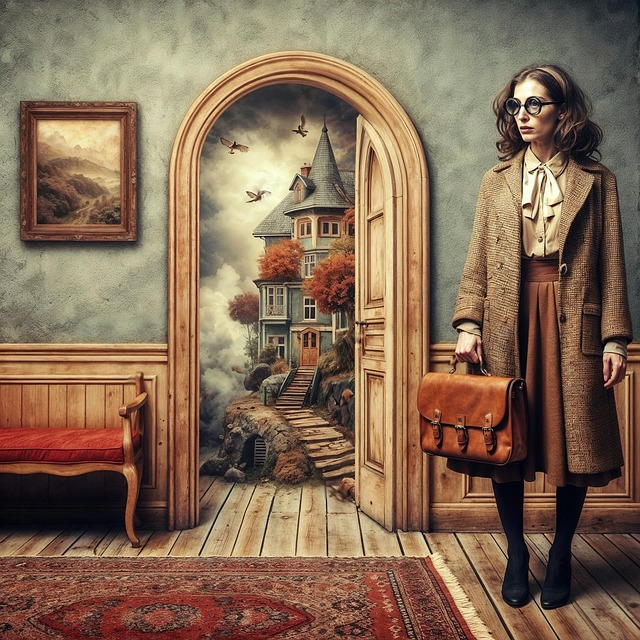 Free ai generated woman door illustration