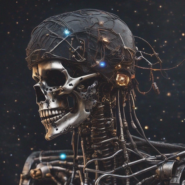 Free ai generated robot skeleton illustration