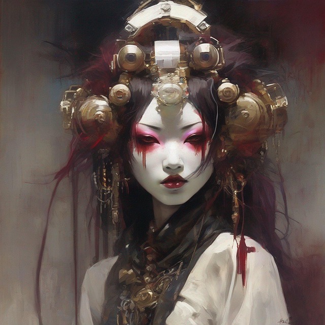 Free ai generated woman geisha illustration