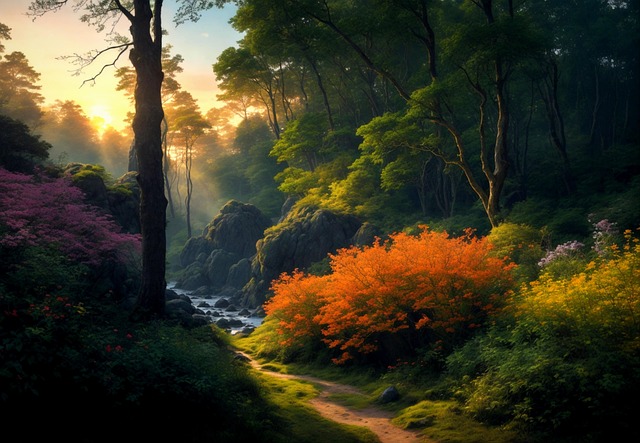 Free spring forest trees illustration