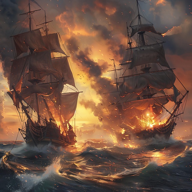 Free ai generated ships sailing illustration