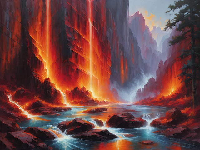 Free ai generated waterfall river illustration