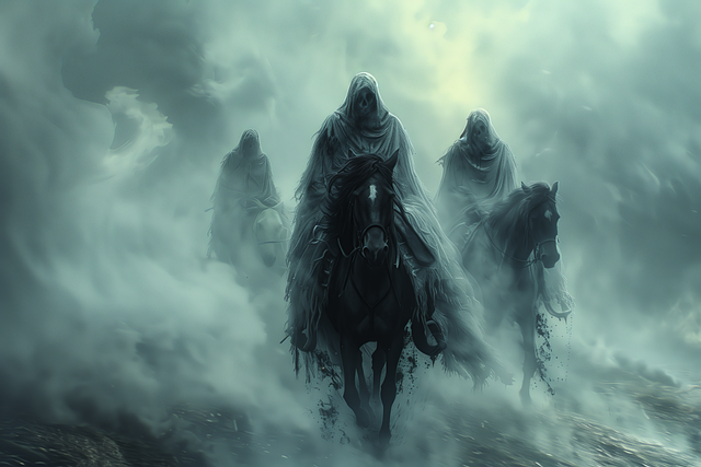 Free horse rider the wild hunt paganism illustration