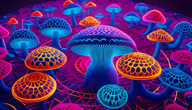 Free ai generated mushrooms forest illustration