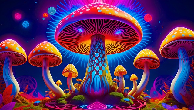Free ai generated mushrooms forest illustration