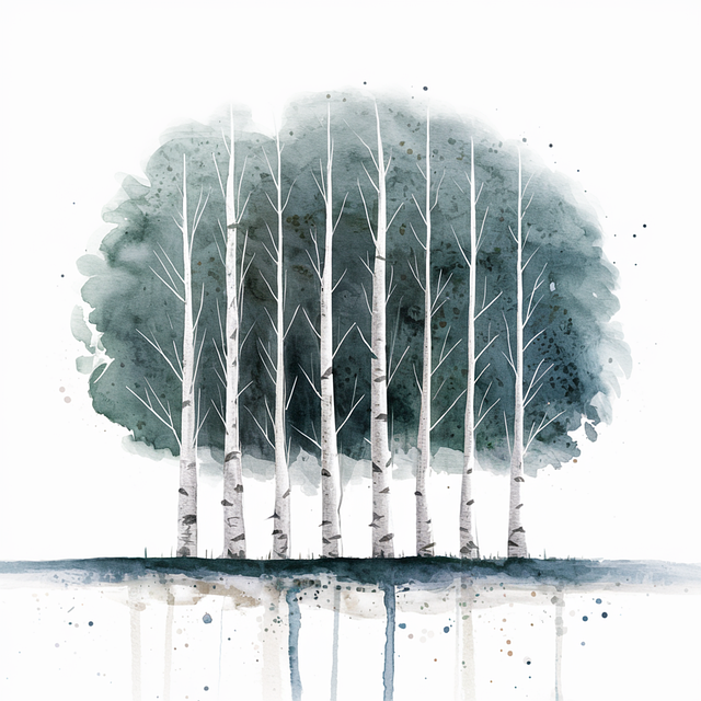 Free ai generated tree birch illustration